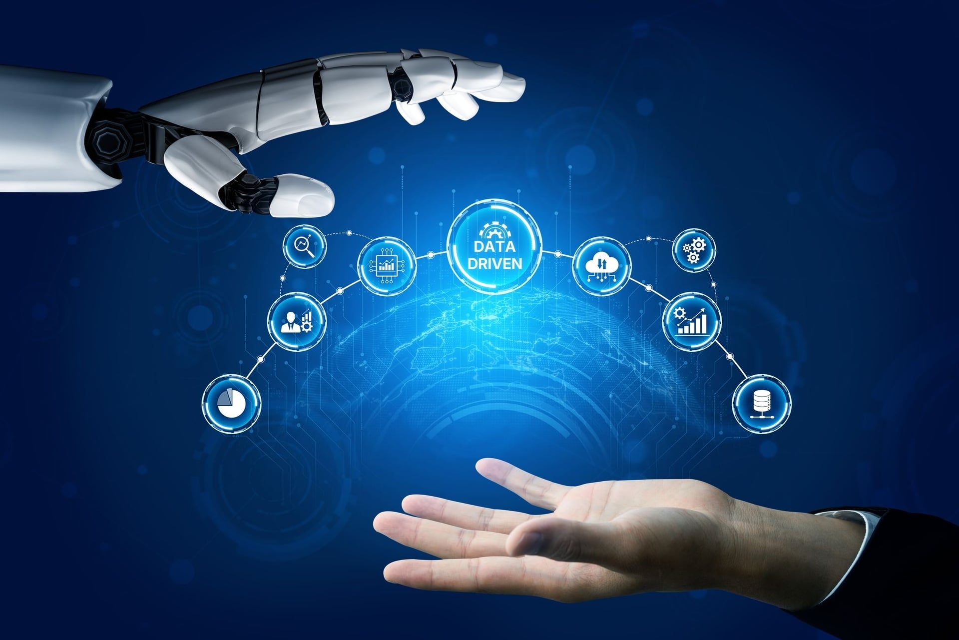 Abstract image of AI integrating with human activities