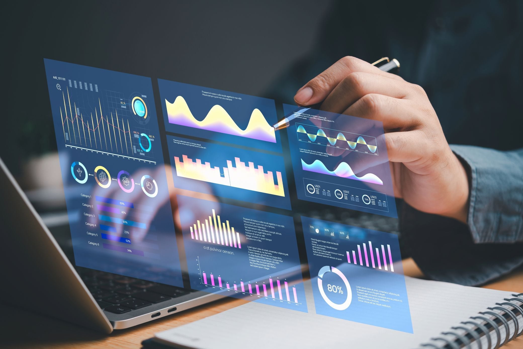 Software engineer interacting with digital dashboard impleminting an AI agent 