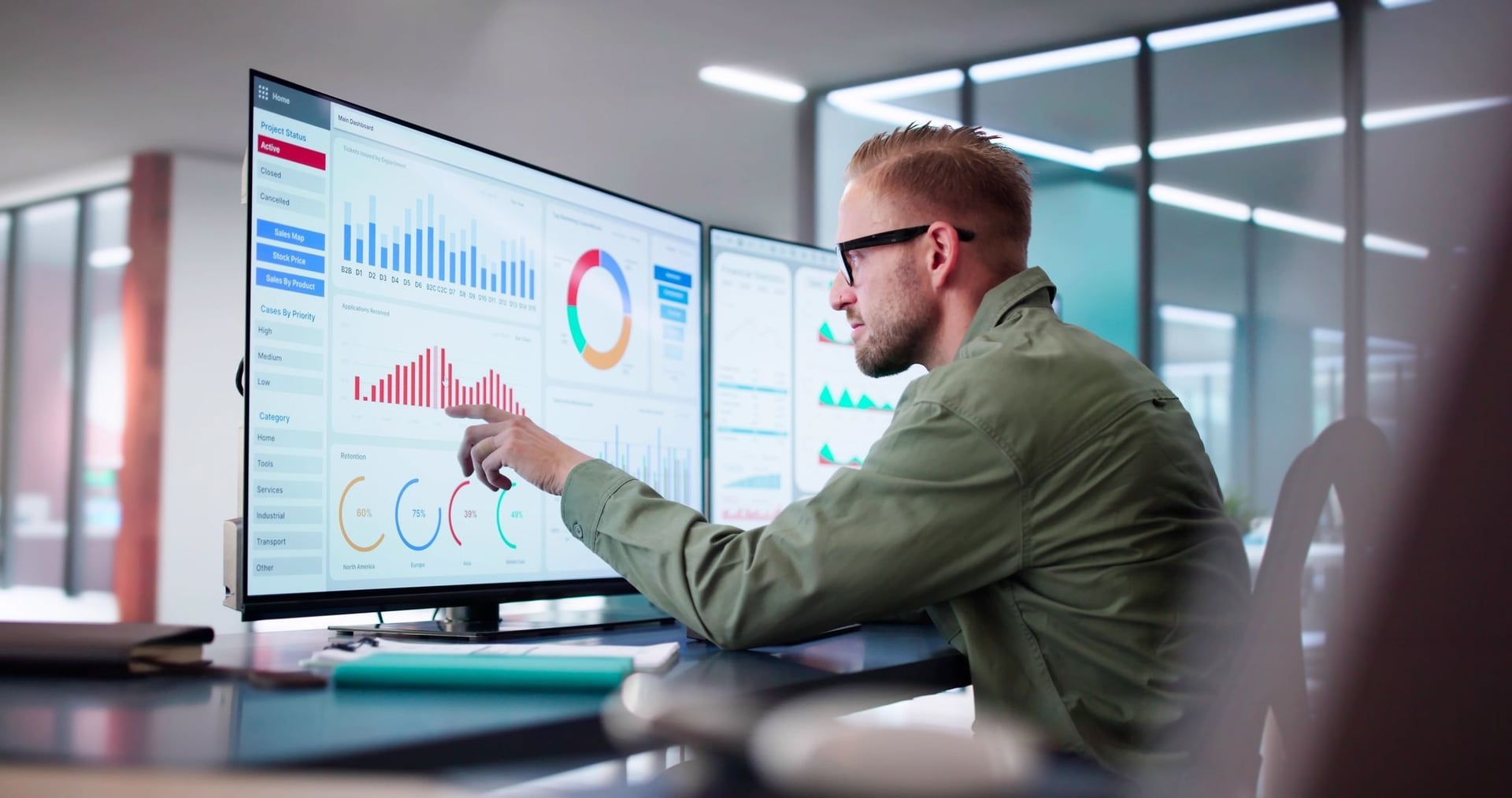 Person analysing data to help company grow