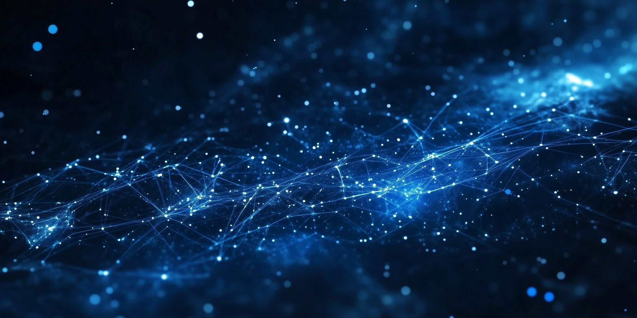 Neon blue light streaks representing high-speed data processing for predictive modeling in AI-driven risk assessment.