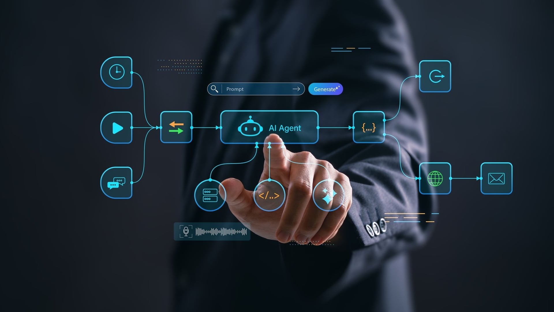 Software engineers collaborating on custom code to develop and fine-tune autonomous AI agents for complex business automation.