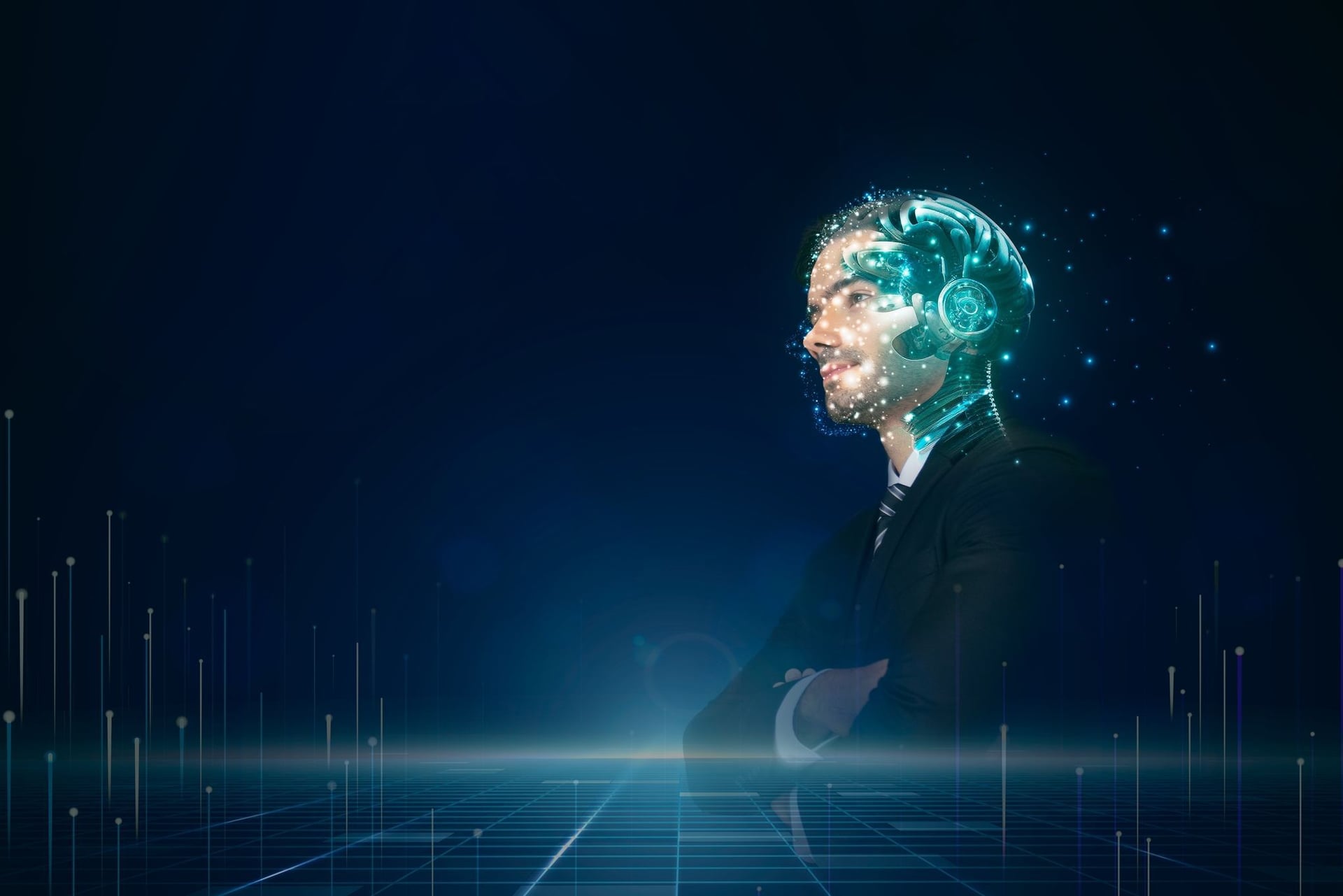 Abstract blue light streaks representing the seamless flow of data during a successful Generative AI integration process.