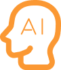 Orange Icon of Artificial Intelligence head